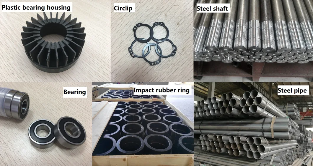 Heavy Duty Durable High Abrasive Rubber Ring Impact Idler Roller