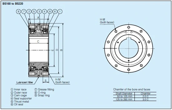 High Torque Cam Clutch BS 200 Back Stop Clutch Bearing for Belt Conveyor