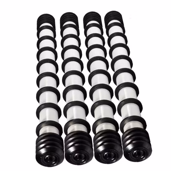 Rouleaux de convoyeur/rouleau en acier/rouleau en plastique, rouleau à disque en caoutchouc, rouleau à coussin d'impact, rouleau de retour avec disque en caoutchouc