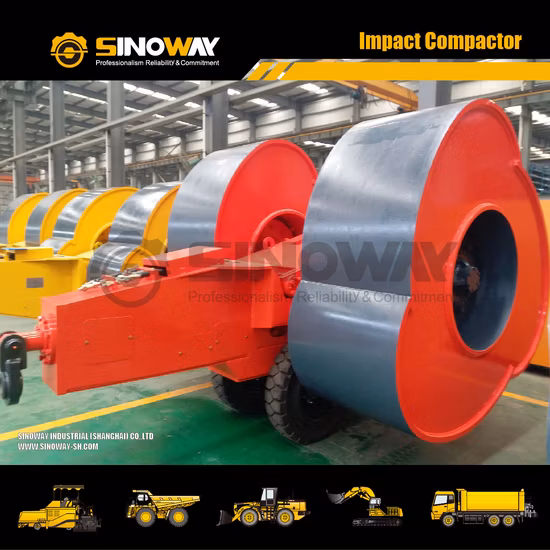 Compacteur à impact remorqué à trois côtés derrière le rouleau à impact rapide de type traction pour la construction de compactage de ports et d'aéroports